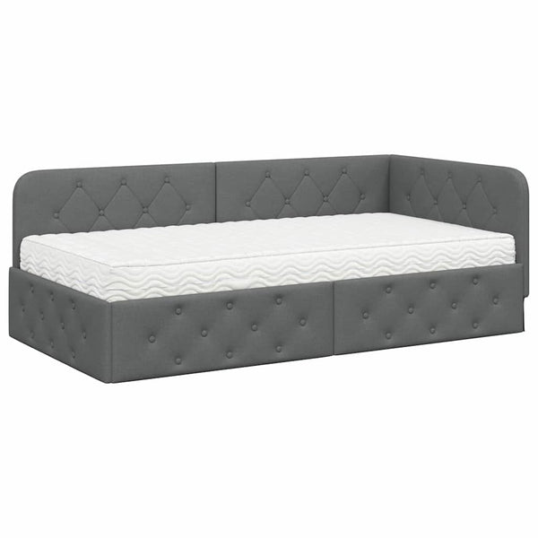 Eckbettgestell Dunkelgrau Stoff 90x190 cm