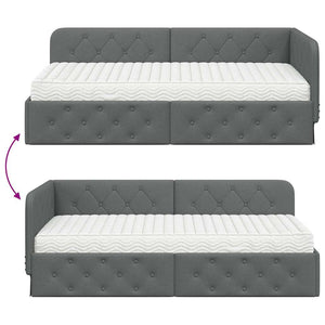 Eckbettgestell Dunkelgrau Stoff 90x190 cm