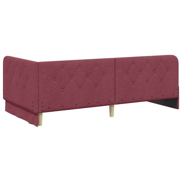 Eckbettgestell Weinrot Stoff 90x190 cm