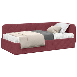 Eckbettgestell Weinrot Stoff 90x190 cm