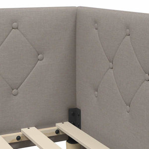 Eckbettgestell Taupe Stoff 90x190 cm