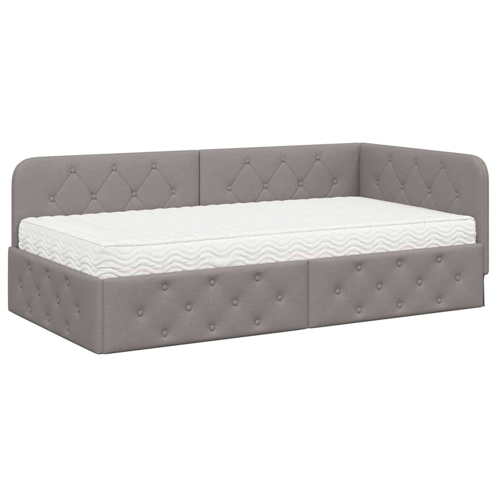 Eckbettgestell Taupe Stoff 90x190 cm