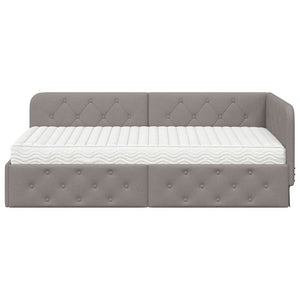 Eckbettgestell Taupe Stoff 90x190 cm