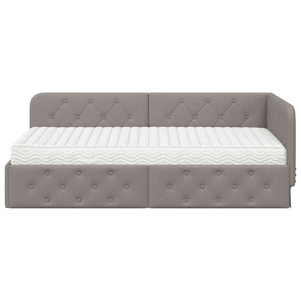Eckbettgestell Taupe Stoff 90x190 cm