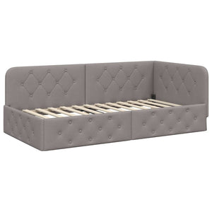 Eckbettgestell Taupe Stoff 90x190 cm