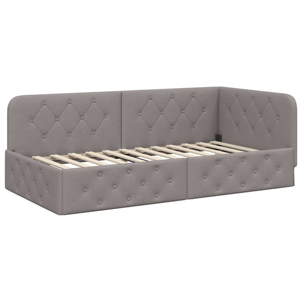 Eckbettgestell Taupe Stoff 90x190 cm
