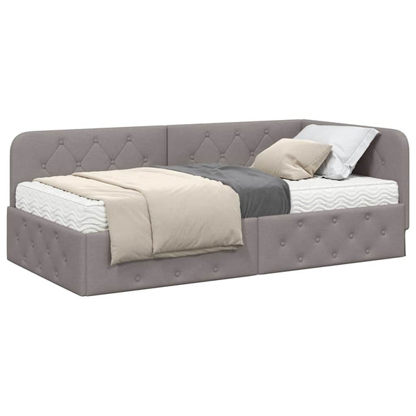 Eckbettgestell Taupe Stoff 90x190 cm