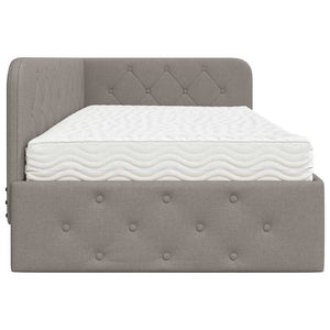 Eckbettgestell Taupe Stoff 90x190 cm