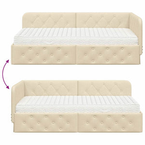 Eckbettgestell Creme 90x190 cm