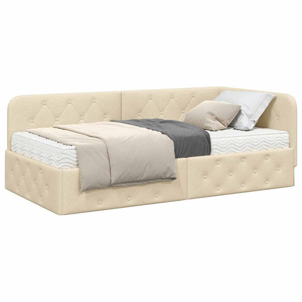 Eckbettgestell Creme 90x190 cm
