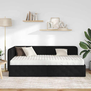 Schwarzes Eckbettgestell 90x200 cm