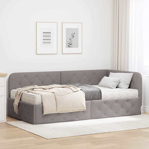 Eckbettgestell Taupe Stoff 100x200 cm