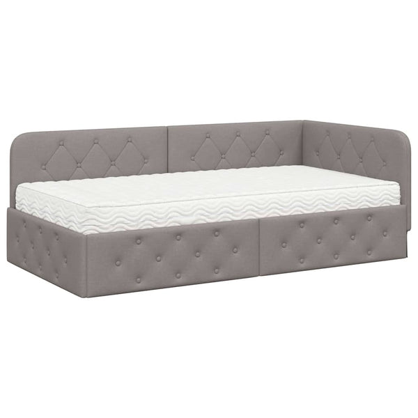Eckbettgestell Taupe Stoff 100x200 cm