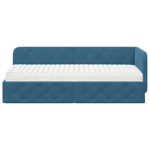 Blaues Eckbettgestell Samt 80x200 cm