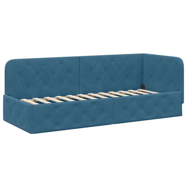Blaues Eckbettgestell Samt 80x200 cm