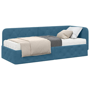 Blaues Eckbettgestell Samt 80x200 cm