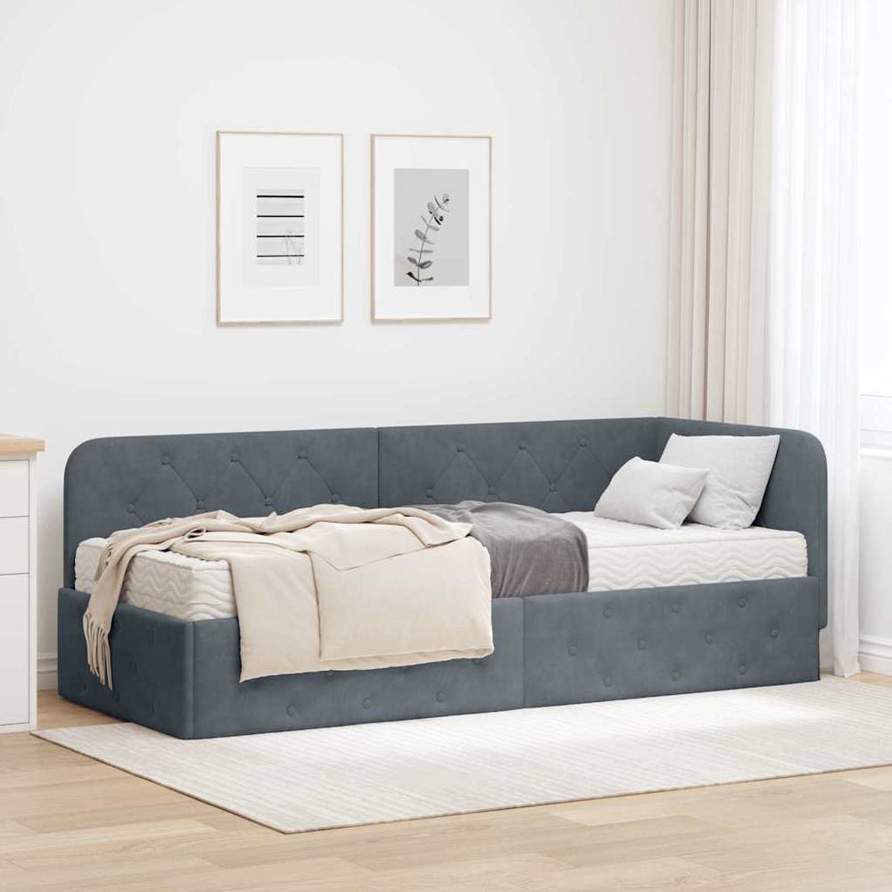 Eckbettgestell Dunkelgrau Samt 80x200 cm