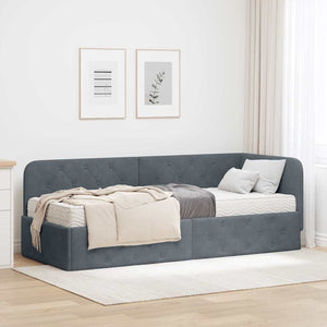 Eckbettgestell Dunkelgrau Samt 80x200 cm