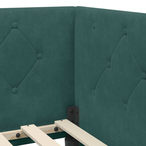Eckbettgestell Dunkelgrün Samt 80x200 cm