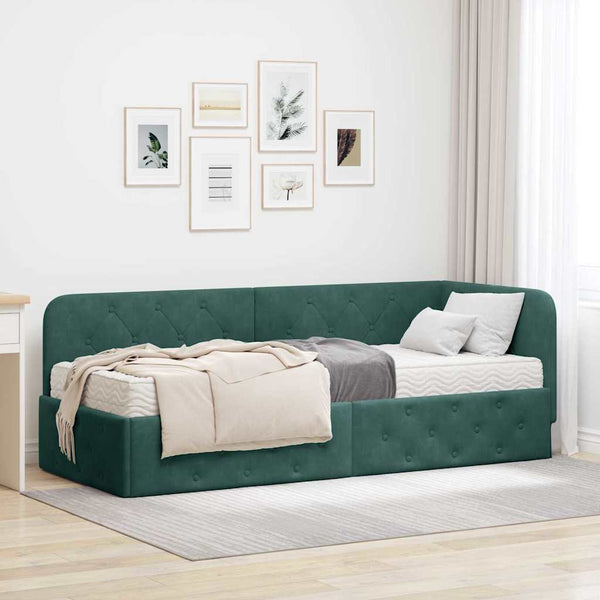 Eckbettgestell Dunkelgrün Samt 80x200 cm