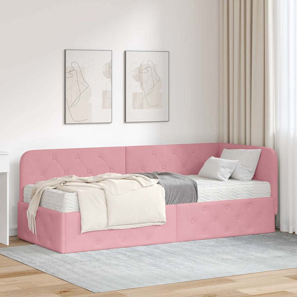 Eckbettgestell Rosa Samt 80x200 cm