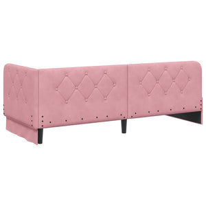 Eckbettgestell Rosa Samt 80x200 cm