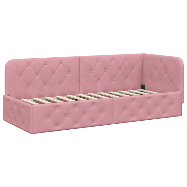 Eckbettgestell Rosa Samt 80x200 cm
