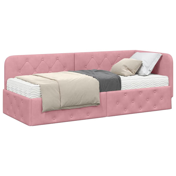 Eckbettgestell Rosa Samt 80x200 cm