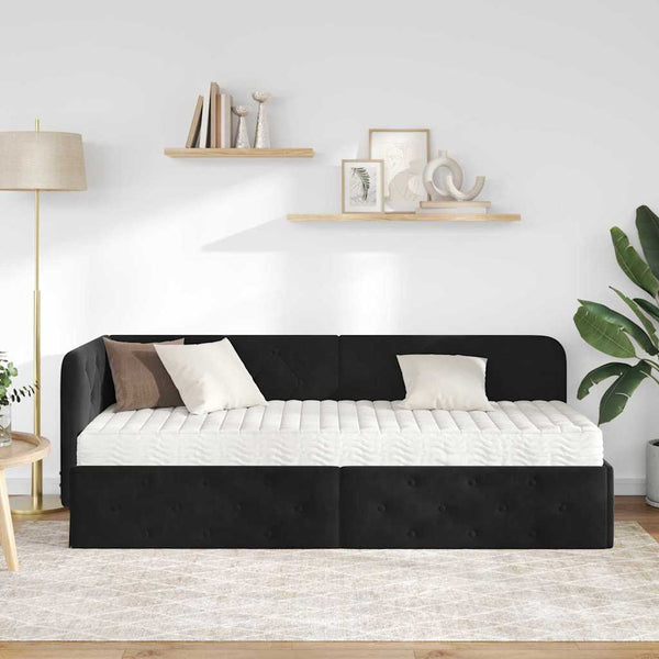 Eckbettgestell Schwarz Samt 80x200 cm