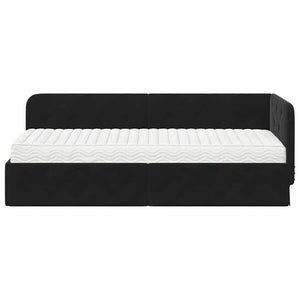 Eckbettgestell Schwarz Samt 80x200 cm