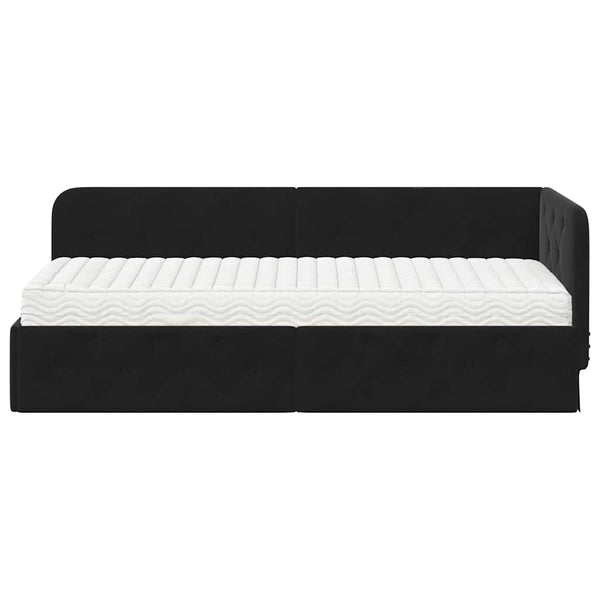 Eckbettgestell Schwarz Samt 80x200 cm