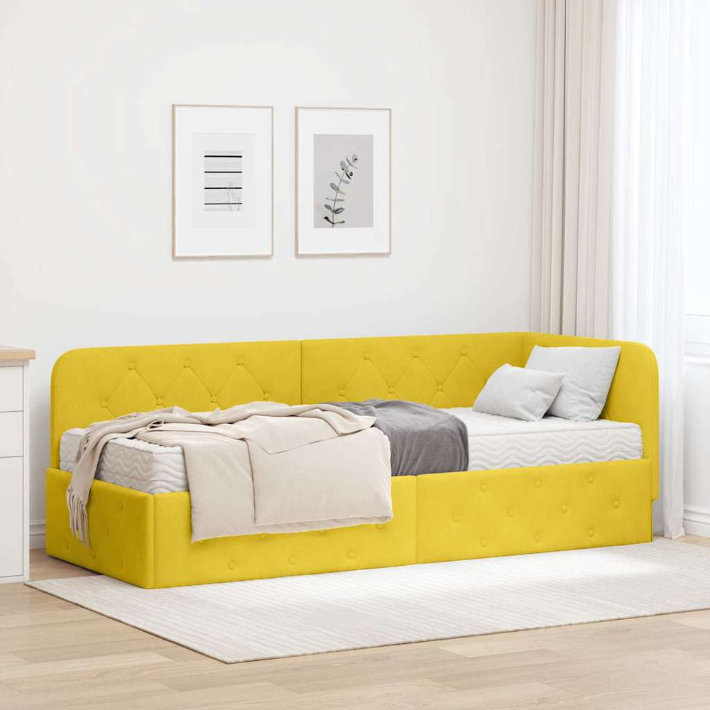 Gelbes Eckbettgestell Samt 80x200 cm