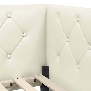 Eckbettgestell Creme Samt 80x200 cm