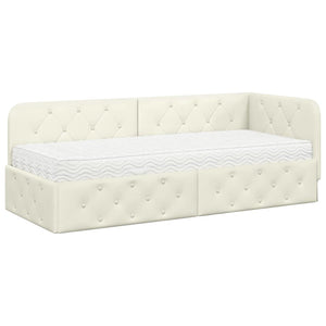 Eckbettgestell Creme Samt 80x200 cm