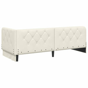 Eckbettgestell Creme Samt 80x200 cm