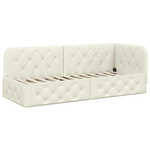 Eckbettgestell Creme Samt 80x200 cm
