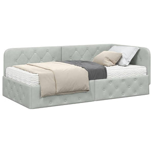 Eckbettgestell Hellgrau Samt 90x190 cm