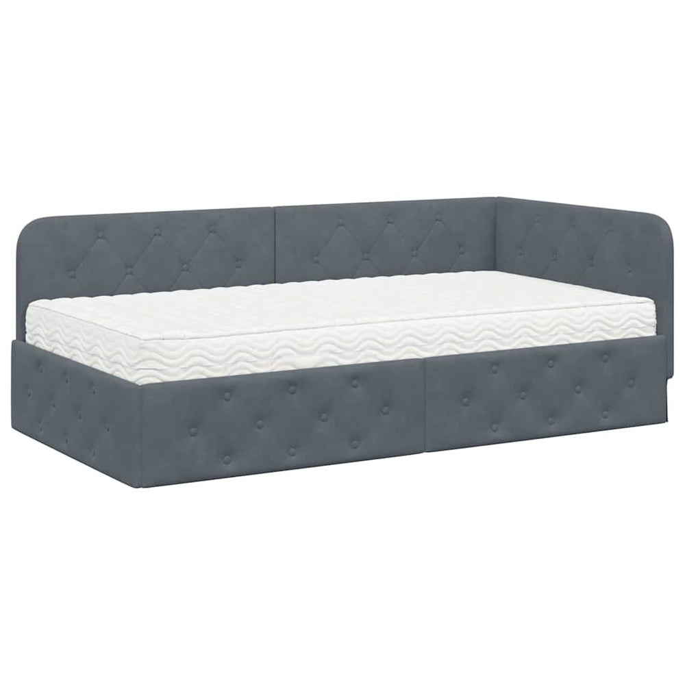 Eckbettgestell Dunkelgrau Samt 90x190 cm