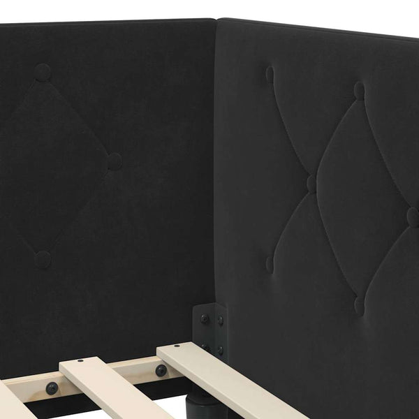 Eckbettgestell Schwarz Samt 90x190 cm