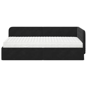 Eckbettgestell Schwarz Samt 90x190 cm