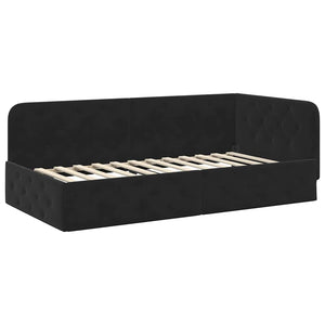 Eckbettgestell Schwarz Samt 90x190 cm