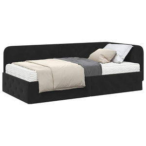 Eckbettgestell Schwarz Samt 90x190 cm
