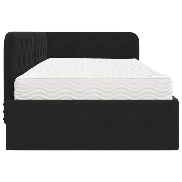 Eckbettgestell Schwarz Samt 90x190 cm