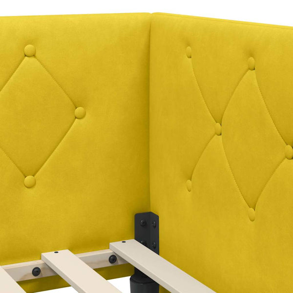 Eckbettgestell Gelb Samt 90x190 cm
