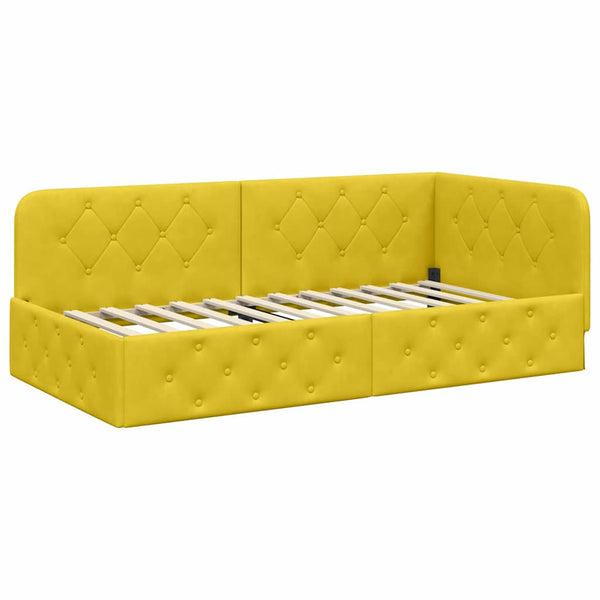 Eckbettgestell Gelb Samt 90x190 cm