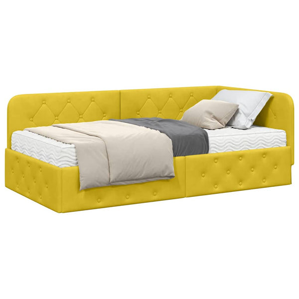 Eckbettgestell Gelb Samt 90x190 cm
