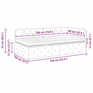 Eckbettgestell Gelb Samt 90x190 cm