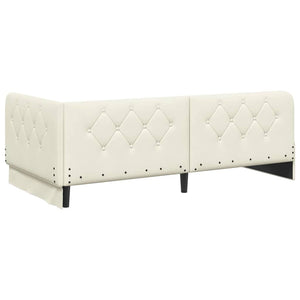 Eckbettgestell Creme Samt 90x190 cm