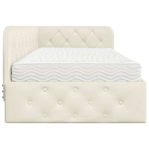 Eckbettgestell Creme Samt 90x190 cm