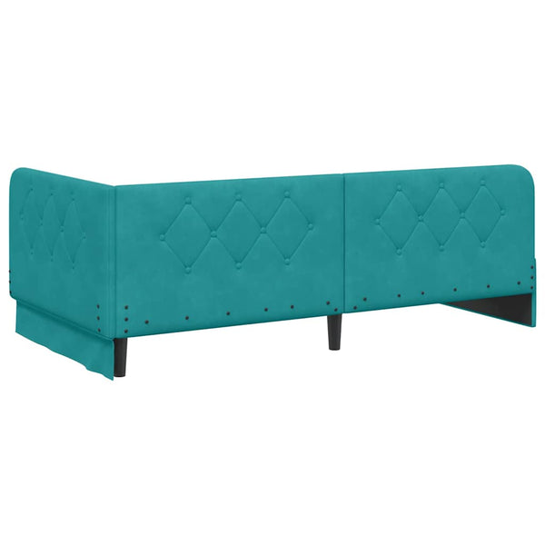 Eckbettgestell Türkis Samt 90x190 cm